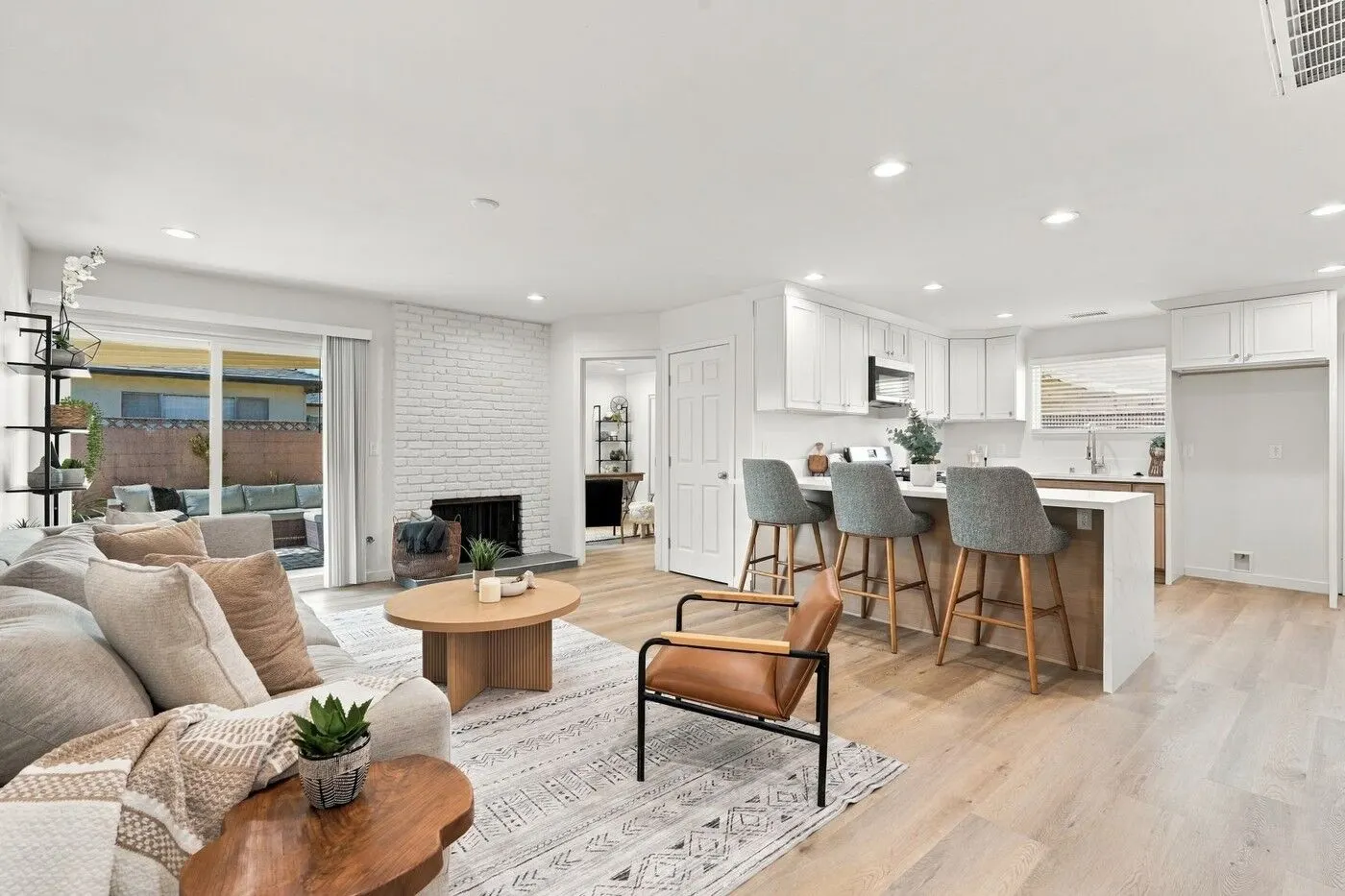 Open living room flowing into the new kitchen, 17217 South Hoover Street, Gardena