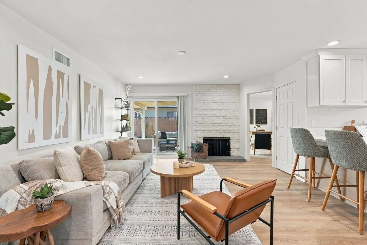 Living room with a modern sofa, 17217 South Hoover Street, Gardena
