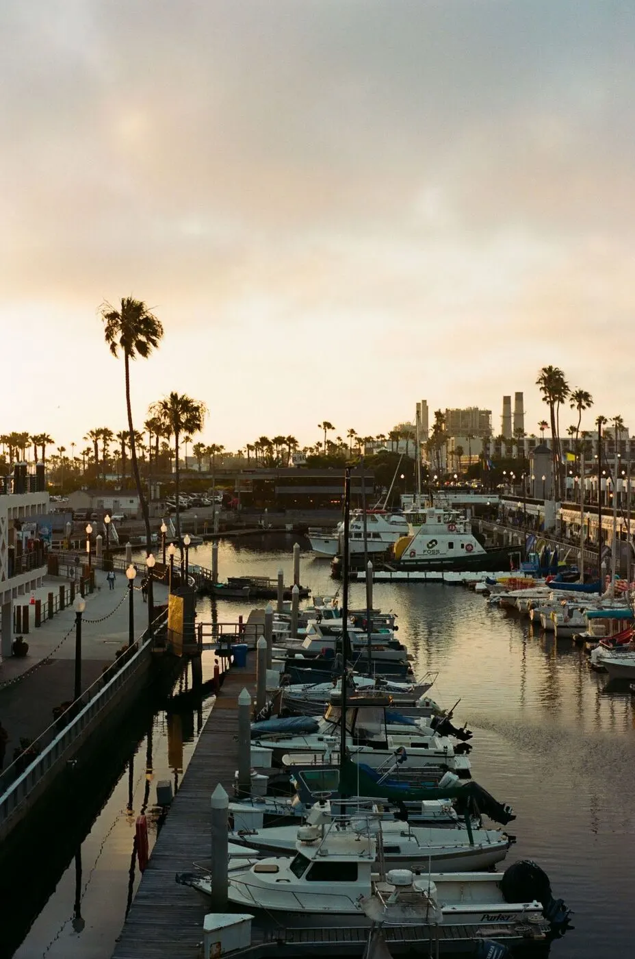 The Redondo Beach marina at sunset