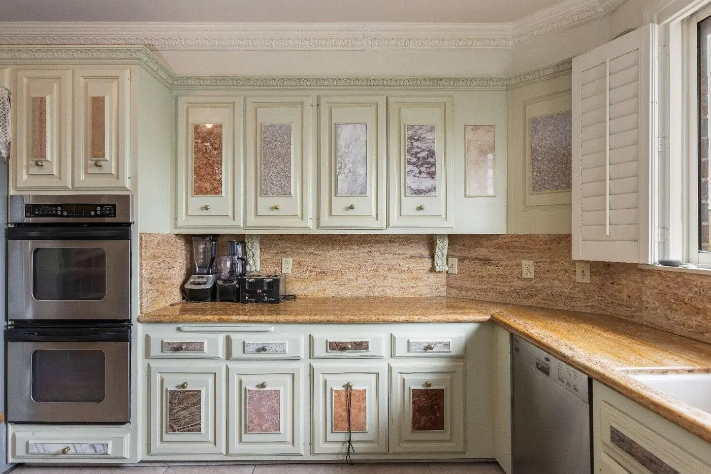 Kitchen with double ovens and granite counters, 10550 Wilshire Boulevard #302, Westwood